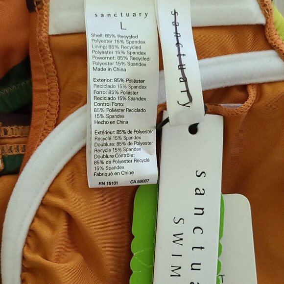 Sanctuary Float On Plunge Triangle Bikini Swim Top L Underwire Multicolor NWT - Picture 3 of 10